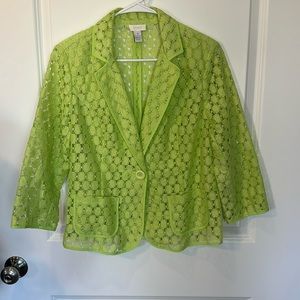 Chico’s Size 1 Bright Green Jacket Blazer
